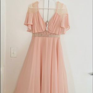 Blush flowy dress with see through lace